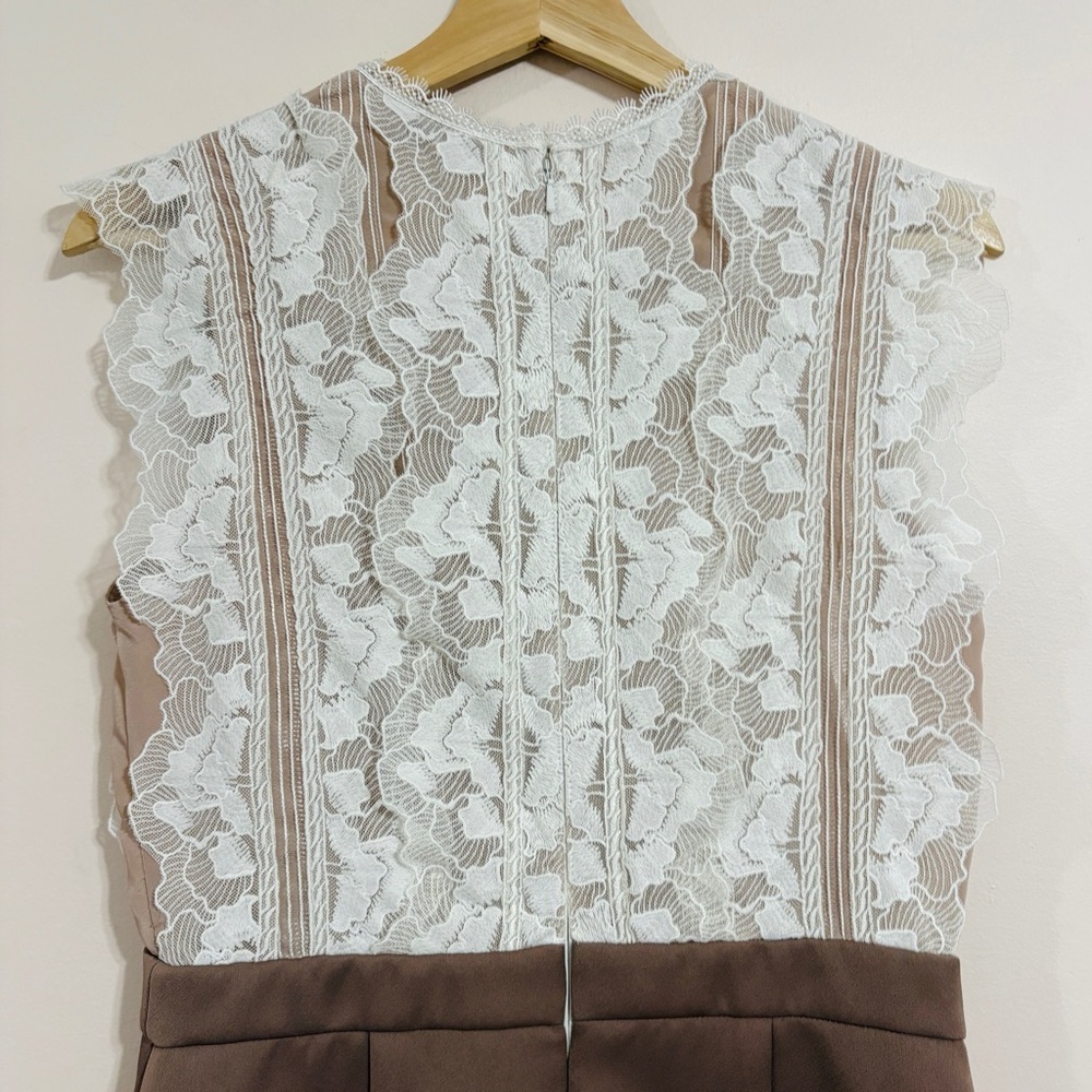 Reiss Sally Lace Detail Dress in Mocha, US Size 8 - Picture 10 of 14